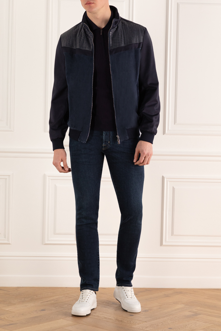 Enrico Mandelli jacket made of wool, genuine leather and crocodile