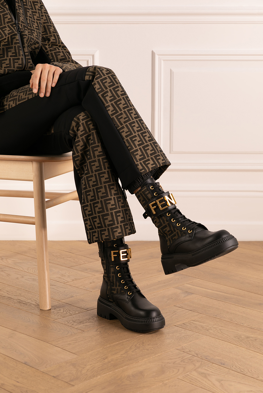 Fendi women's black boots made of genuine leather 179873 — Buy in