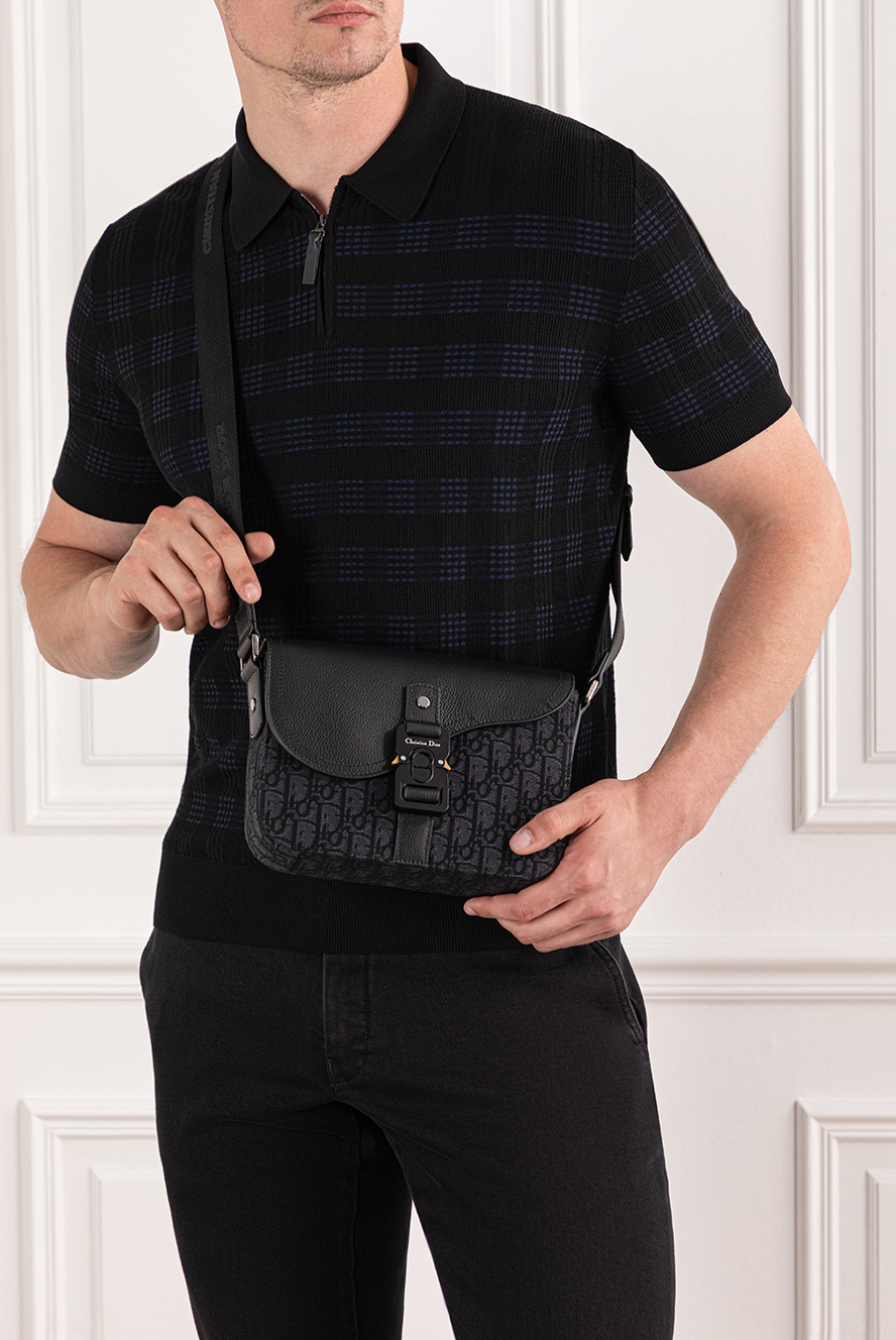 Dior saddle jacquard flap messenger bag black mens 190091 — Buy in