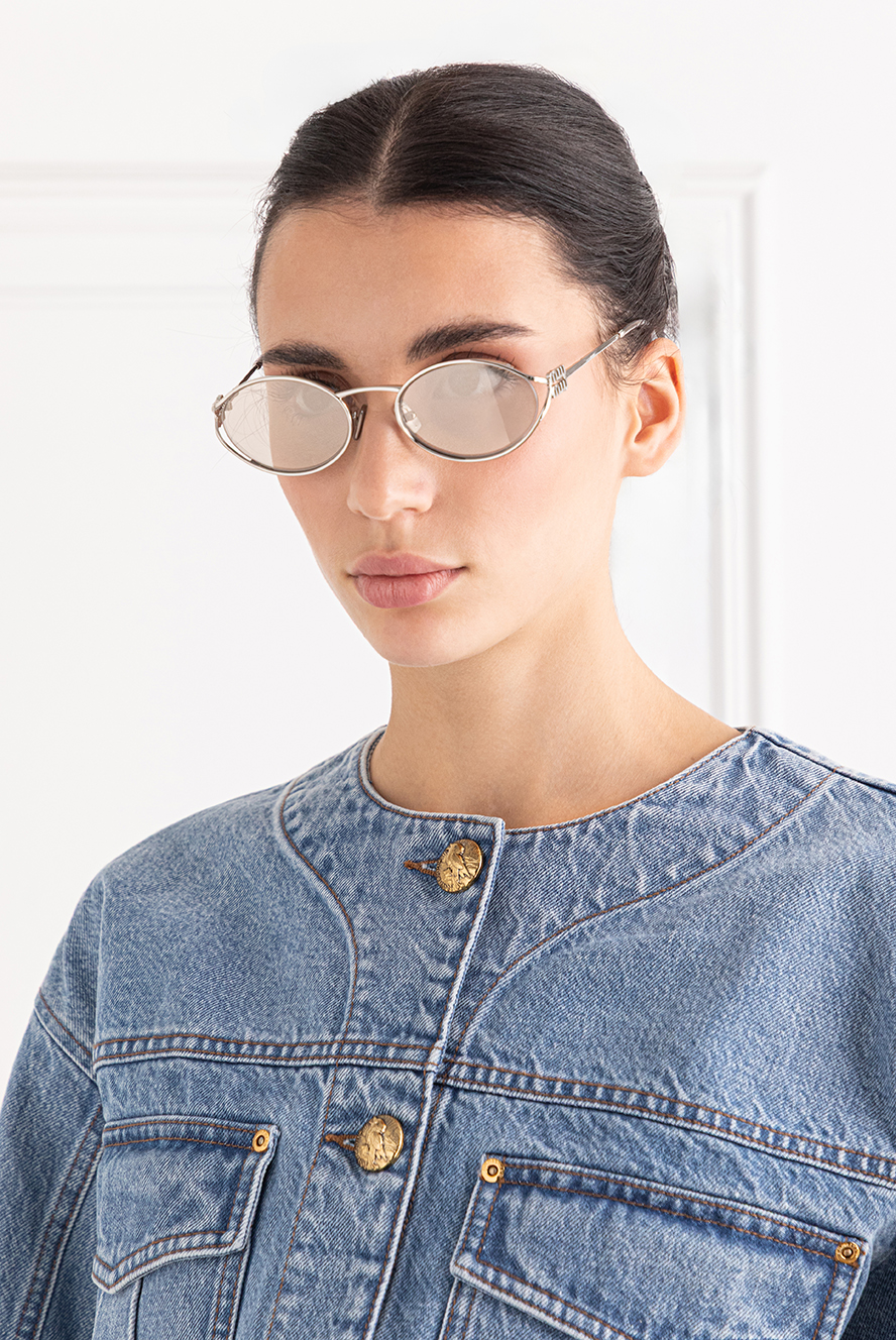 Miu Miu oval shaped sunglasses with silver metal frame 191670