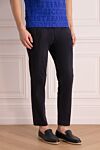 Cesare di Napoli Men's casual trousers, dark blue, with drawstring at the waist
- 67% cotton, 30% polyester, 3% elastane. button, zipper, drawstring. two side pockets, two back pockets. Lining: Detail lining 100% cotton. Country of origin: Italy. Care: specialized cleaning - photo 3