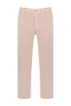 Zilli Men's beige cotton and silk trousers - embroidery on pockets. 94% cotton, 5% silk, 1% elastane. Closure: button, zipper. three side, two back pockets. Country of manufacture: Italy. Care: specialized cleaning - photo 1