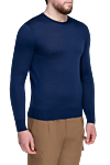 Cesare di Napoli Cashmere and silk jumper blue for men - 70% cashmere, 30% silk. Country of origin: Italy. Care: specialized cleaning - photo 3