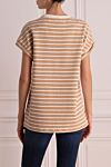 Women's beige striped cotton T-shirt Brunello Cucinelli - striped pattern. 95% cotton, 5% elastane. Country of origin: Italy. Care: specialized cleaning - photo 4