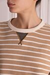 Brunello Cucinelli Women's beige striped cotton T-shirt - striped pattern. 95% cotton, 5% elastane. Country of origin: Italy. Care: specialized cleaning - photo 5