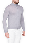 Cesare di Napoli Men's gray wool cardigan - 100% wool. Closure: Zipper. Country of origin: Italy. Care: specialized cleaning - photo 3