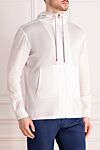 Kiton White cotton sports jacket for men - Additionally: hood. Composition: 100% cotton. Fastening: zipper, drawstring. Pockets: two side. Country of manufacture: Italy. Care: specialized cleaning - photo 3