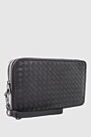 Men's clutch bag made of genuine leather black Bottega Veneta - Weaving. 100% genuine leather. Closure: Zipper. 4 compartment. Country of origin: Italy. Care: specialized cleaning - photo 2