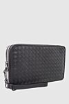 Bottega Veneta Men's clutch bag made of genuine leather black - Weaving. 100% genuine leather. Closure: Zipper. 4 compartment. Country of origin: Italy. Care: specialized cleaning - photo 3