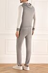 Gray men's cotton sports suit Cesare di Napoli - Decor: Contrast trim. Additionally: Hood. Composition: 100% cotton. Closure: Drawstring, zipper. Pockets: Four side pockets. Country of origin: Italy. Care: specialized cleaning - photo 4