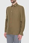 Kiton Men's brown linen shirt - Composition: 100% linen. Clasp: buttons. Country of manufacture: Italy. Care: specialized cleaning - photo 3