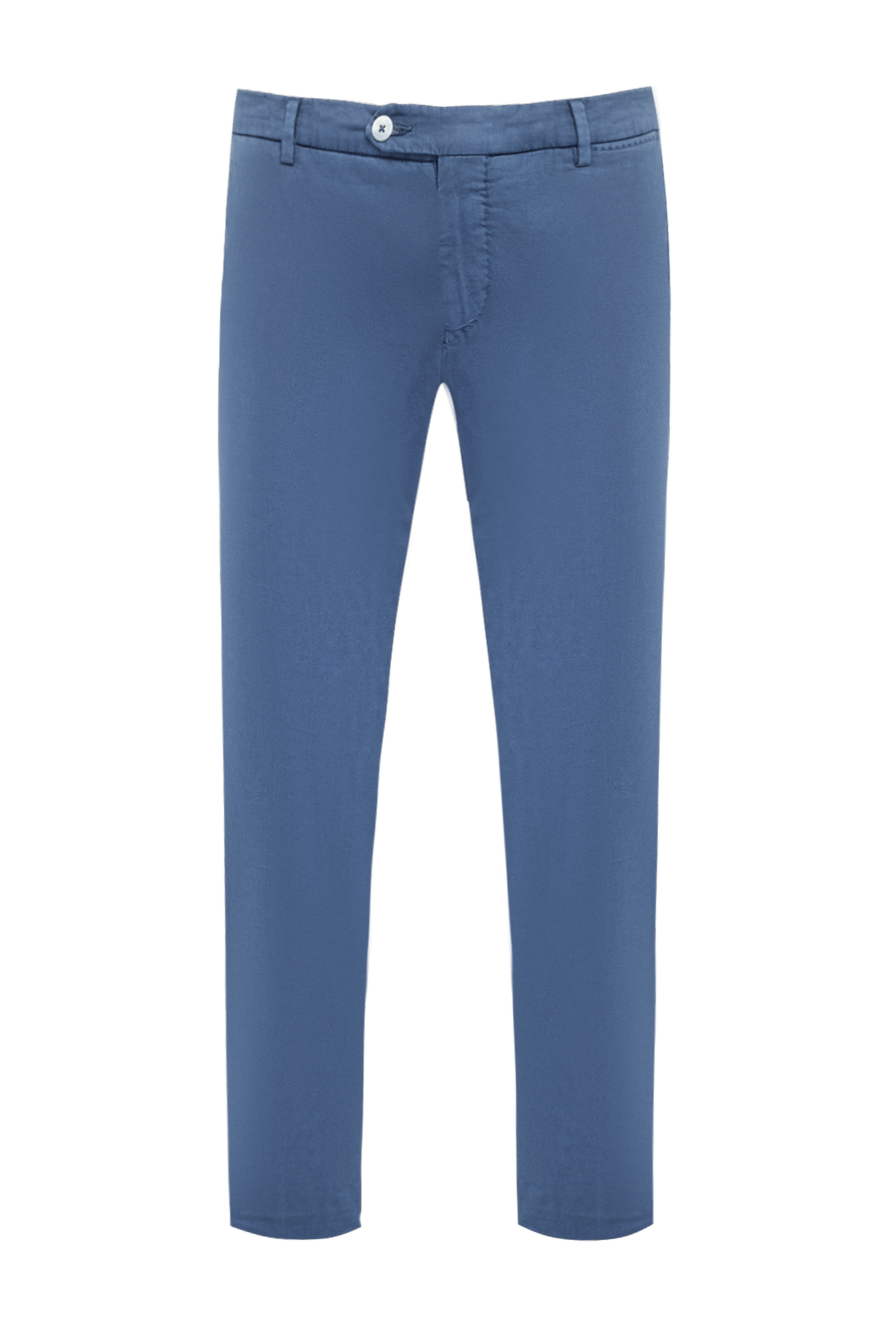 Cesare di Napoli Men's blue trousers - 85% cotton, 11% silk, 4% elastane. Closure: button, zipper. two side pockets, two back pockets. Lining: lining parts 100% cotton. Country of manufacture: Italy. Care: specialized cleaning - photo 1