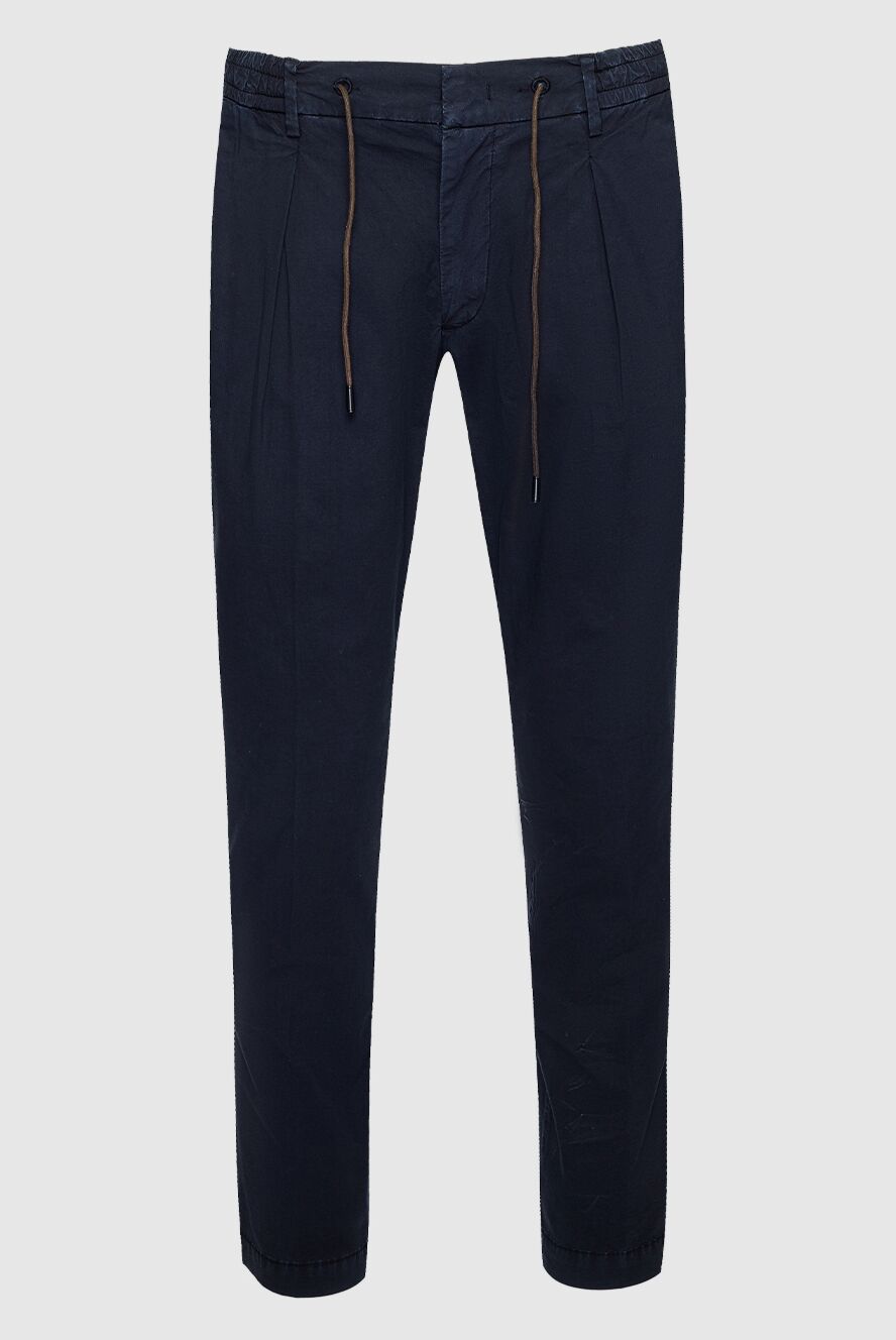 Cesare di Napoli Men's casual trousers, dark blue, with drawstring at the waist
- 67% cotton, 30% polyester, 3% elastane. button, zipper, drawstring. two side pockets, two back pockets. Lining: Detail lining 100% cotton. Country of origin: Italy. Care: specialized cleaning - photo 1