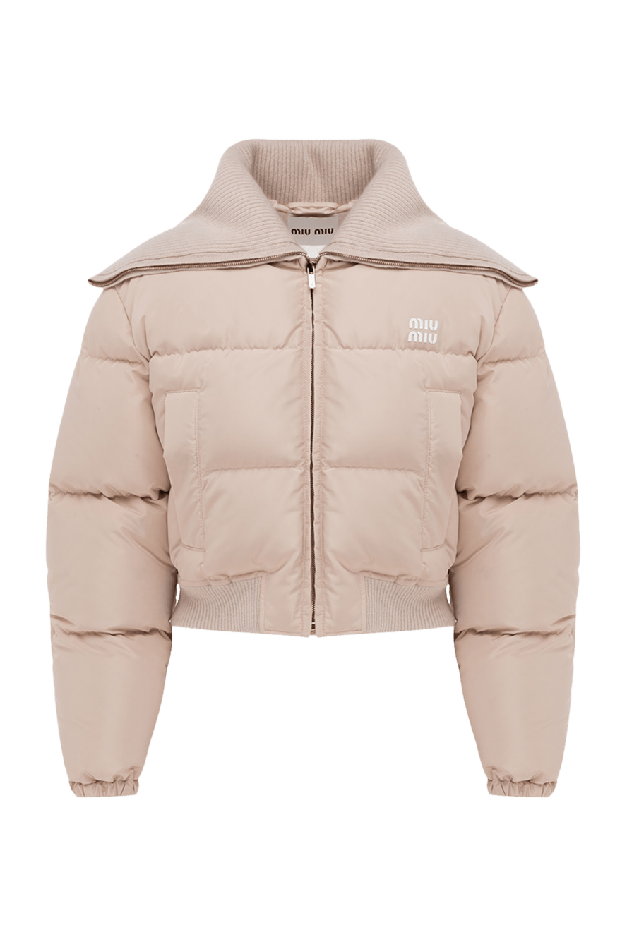 Miu Miu beige cropped jacket with a large collar women's 175178