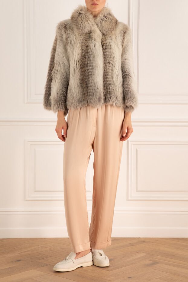 Ermanno Scervino шуба из натурального меха лисы серая  130519 - фото 2