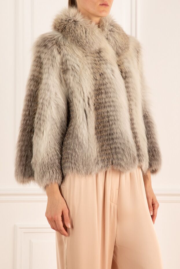 Ermanno Scervino шуба из натурального меха лисы серая  130519 - фото 3