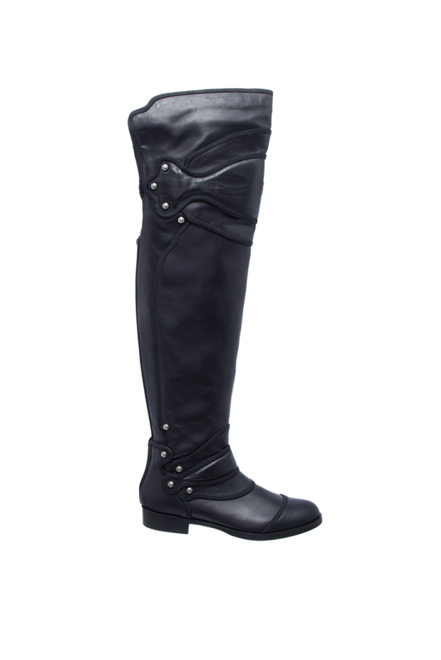 Dolce & Gabbana boots women's high leather with metal beads black 130648 - photo 1