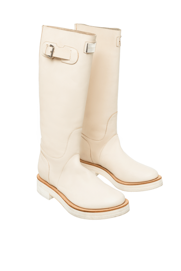 Brunello Cucinelli boots women's leather high with buckles beige 130818 - photo 2