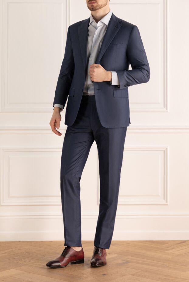 Corneliani men's suit made of cotton and silk blue 131429 - photo 2