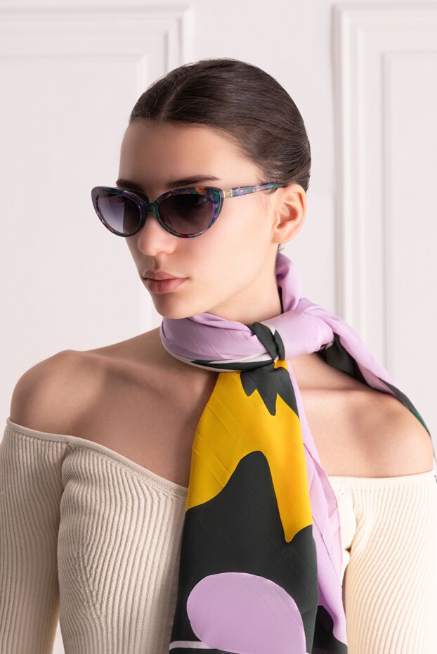 Dolce & Gabbana очки солнцезащитные женские с разноцветным принтом фиолетовые 131758 - фото 2