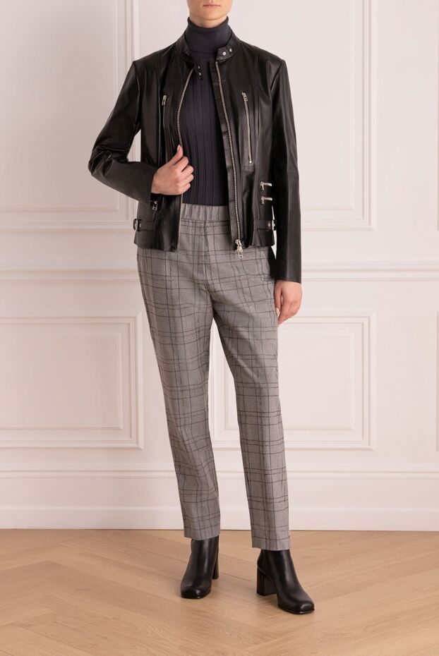 Ermanno Scervino сыдырмалы, тік жағалы және белдік баулары бар қара былғары күрте
 132001 - фото 2