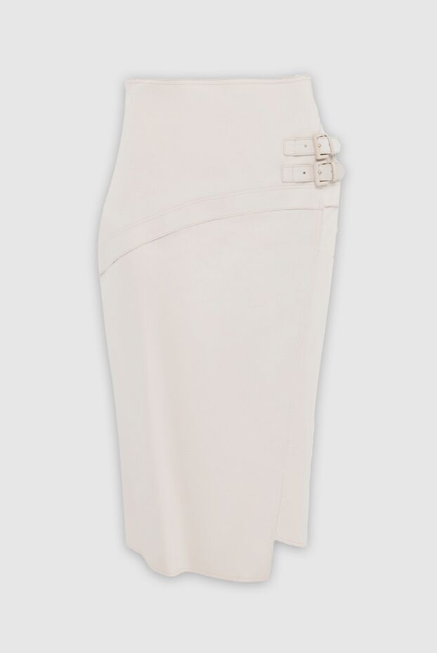 Ermanno Scervino midi skirt in baked milk color with diagonal cut line and buckle accent 132029 - photo 1
