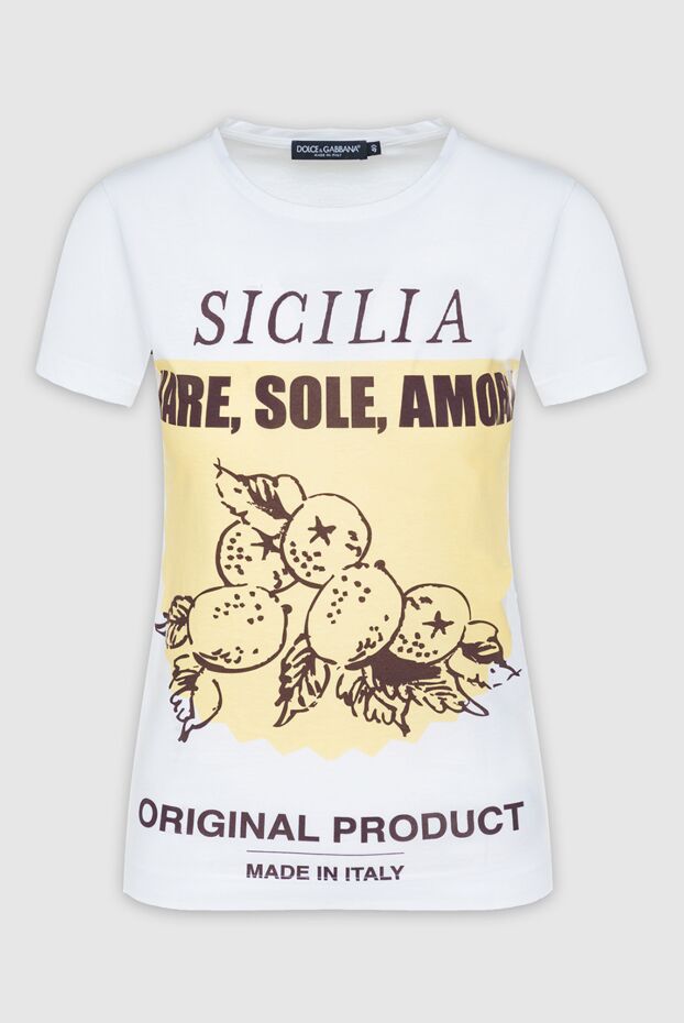 Dolce & Gabbana футболка sicilia белая женская из хлопка с принтом
132282 - фото 1