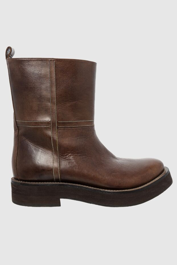 Brunello Cucinelli women's brown leather boots with a chunky sole 132688 - photo 1