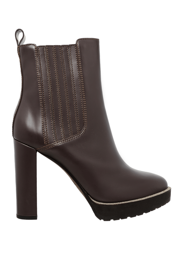 Brunello Cucinelli women's brown leather boots with shiny details 132691 - photo 1