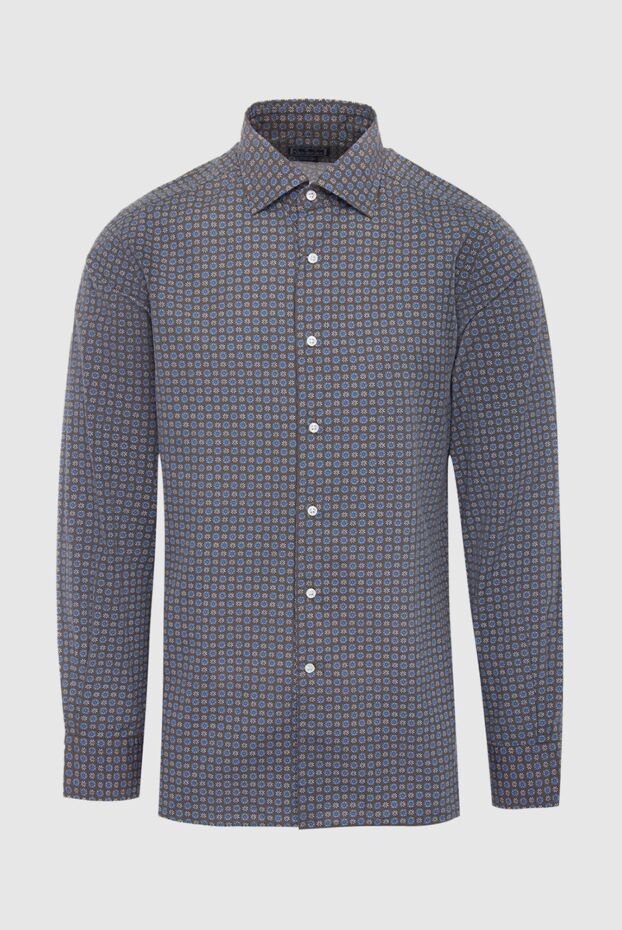 Orian men's cotton shirt with geometric pattern in dark tones
133059 - photo 1