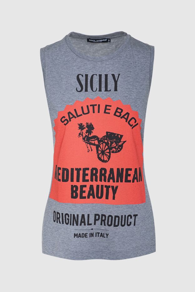 Dolce & Gabbana майка серая с акцентным красным принтом mediterranean beauty из хлопка
133691 - фото 1