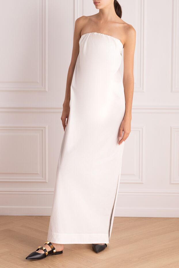 Brunello Cucinelli white strapless maxi dress with a straight silhouette
 134307 - photo 2