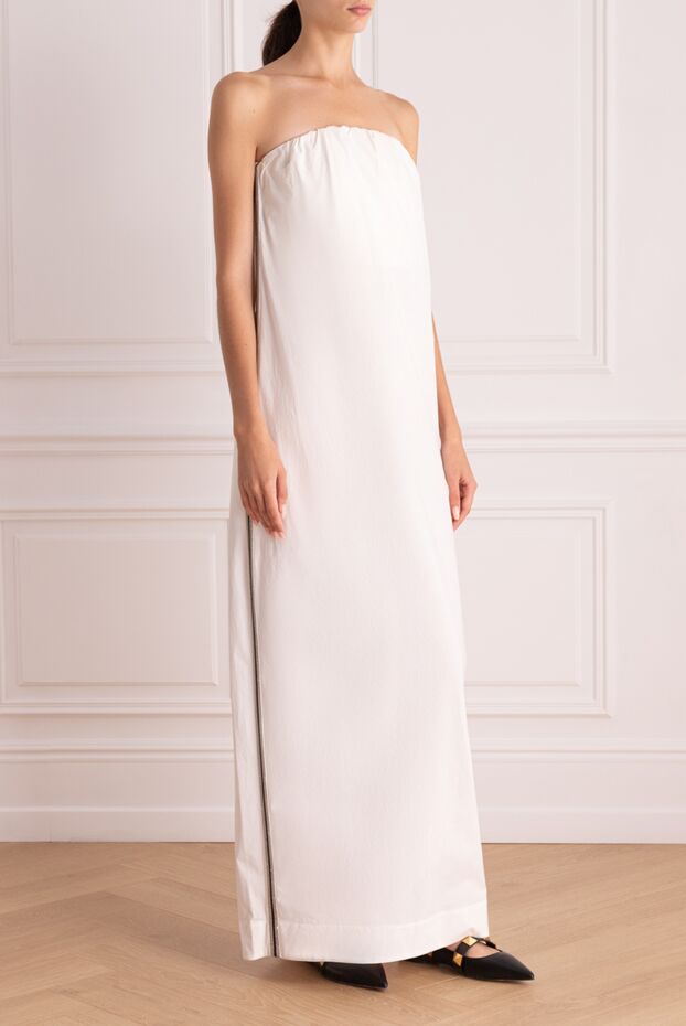 Brunello Cucinelli white strapless maxi dress with a straight silhouette
 134307 - photo 3