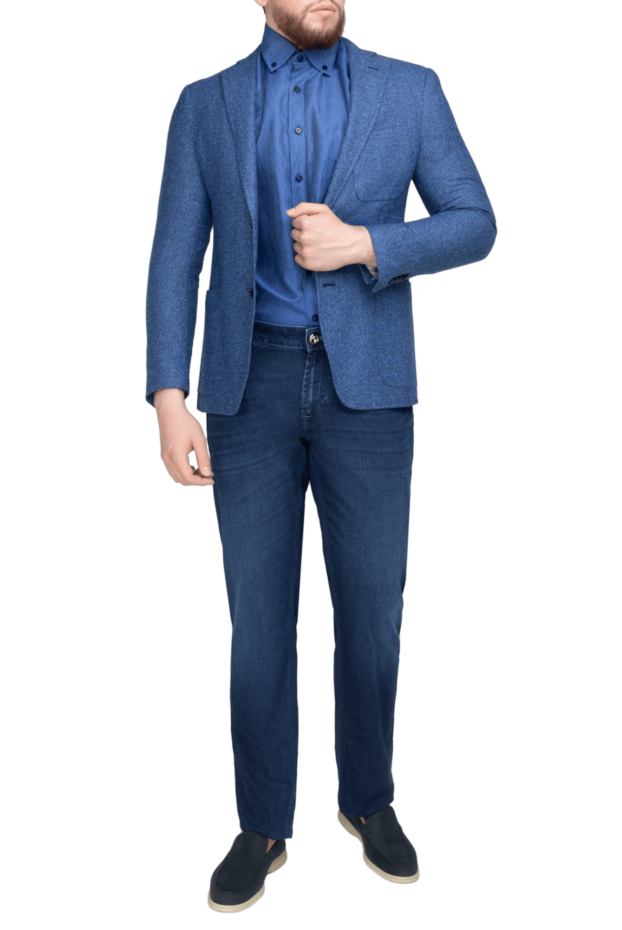 Ravazzolo textured single-breasted jacket in cornflower blue with patch pockets 135227 - photo 2