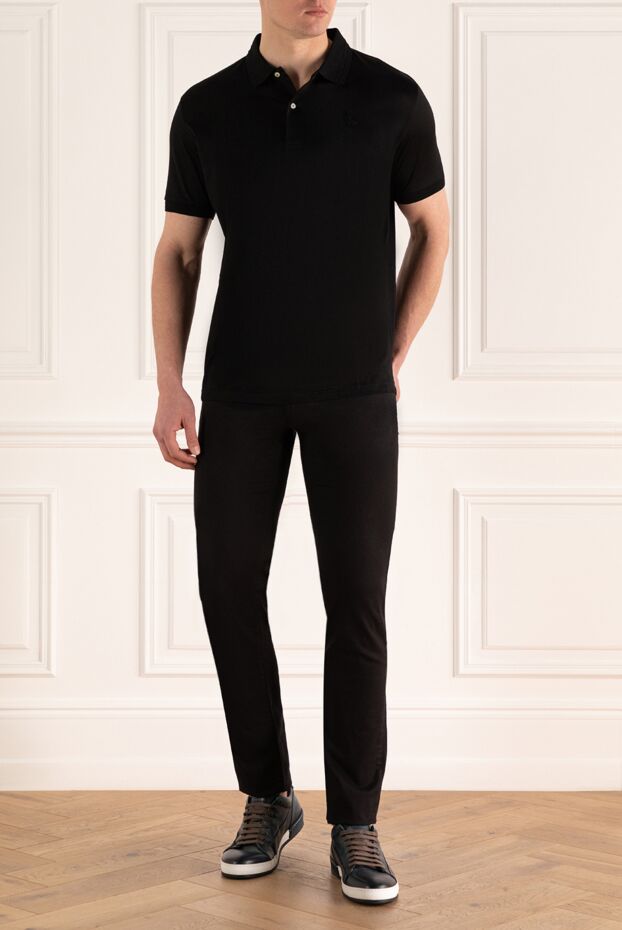 Gran Sasso black cotton plain polo shirt for men 135841 - photo 2