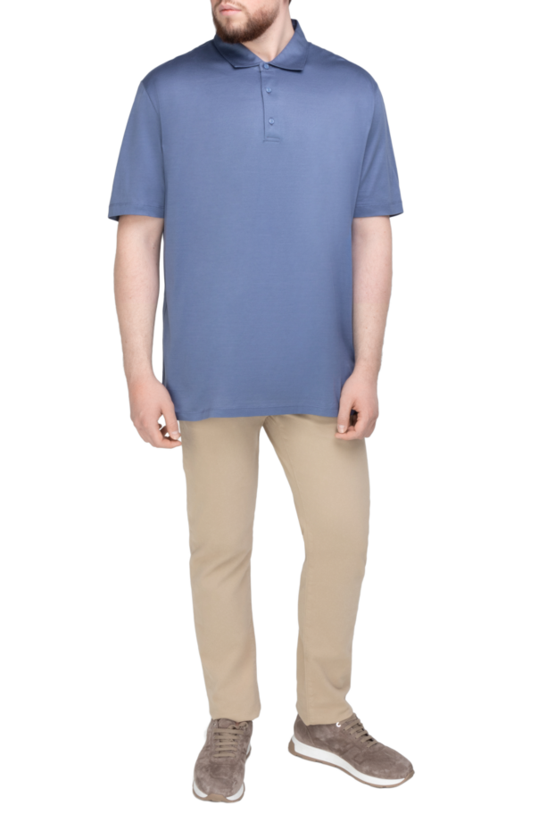 Pal Zileri a smoky blue cotton polo shirt with loose fitting mother-of-pearl buttons 136151 - photo 2