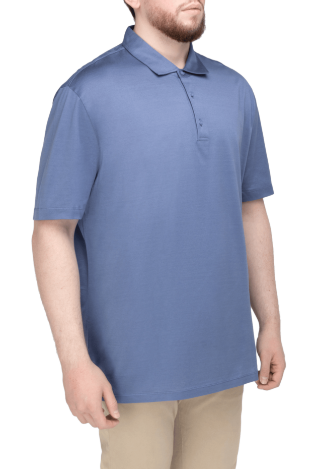 Pal Zileri a smoky blue cotton polo shirt with loose fitting mother-of-pearl buttons 136151 - photo 3