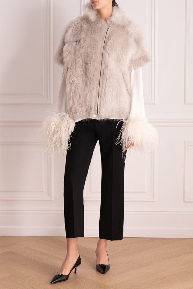 Brunello Cucinelli jacket made of cashmere goat fur beige for women 136435 - photo 2