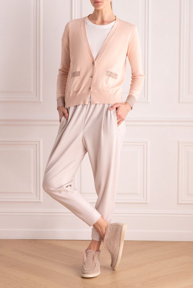 Brunello Cucinelli women's cashmere jogger trousers beige 136494 - photo 2