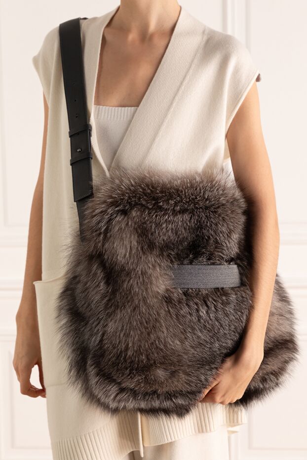 Brunello Cucinelli women's brown large bag made of fur 136575 - photo 2