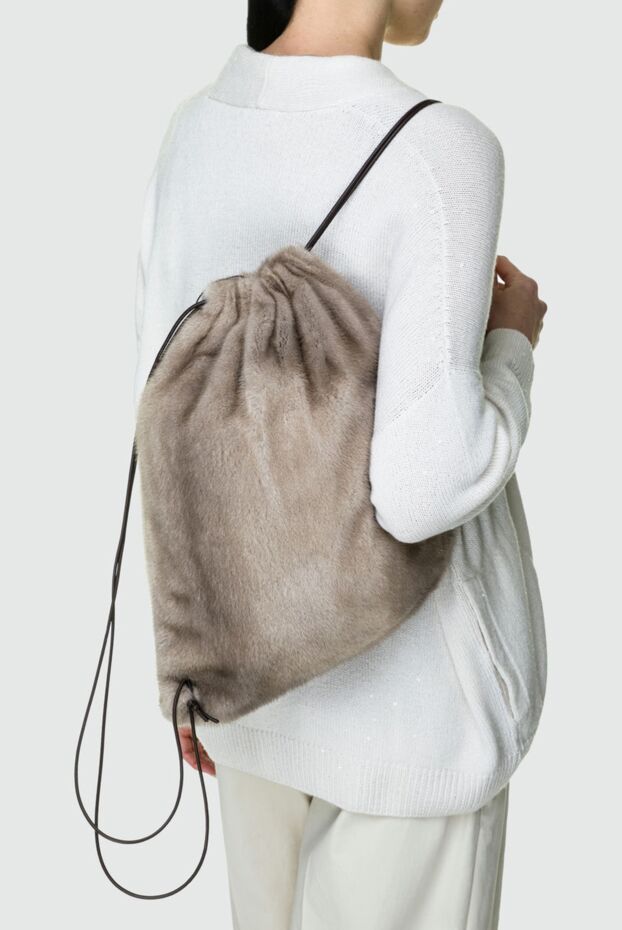 Brunello Cucinelli backpack for women gray fur 136576 - photo 3