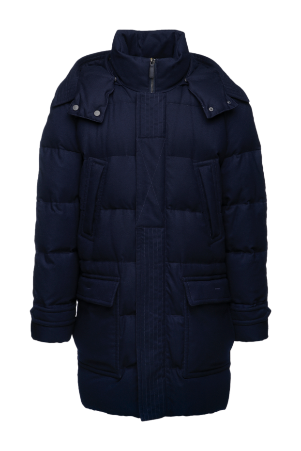 Canali long dark blue wool down jacket with zip fastening 136795 - photo 1