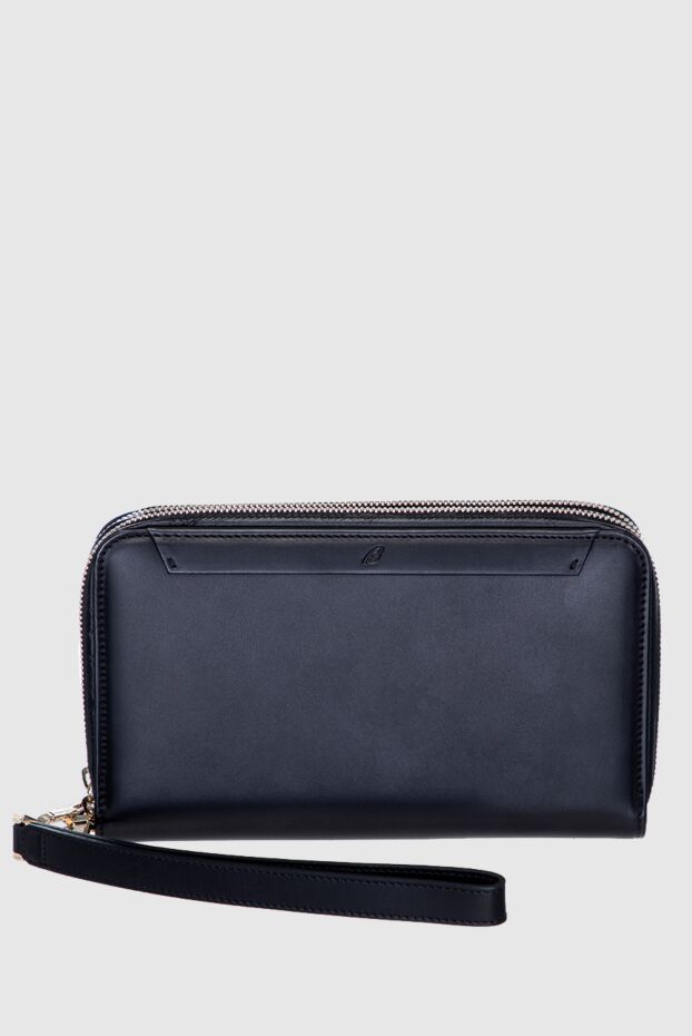 Brioni men's black leather clutch-wallet with two zipped compartments 137137 - photo 1