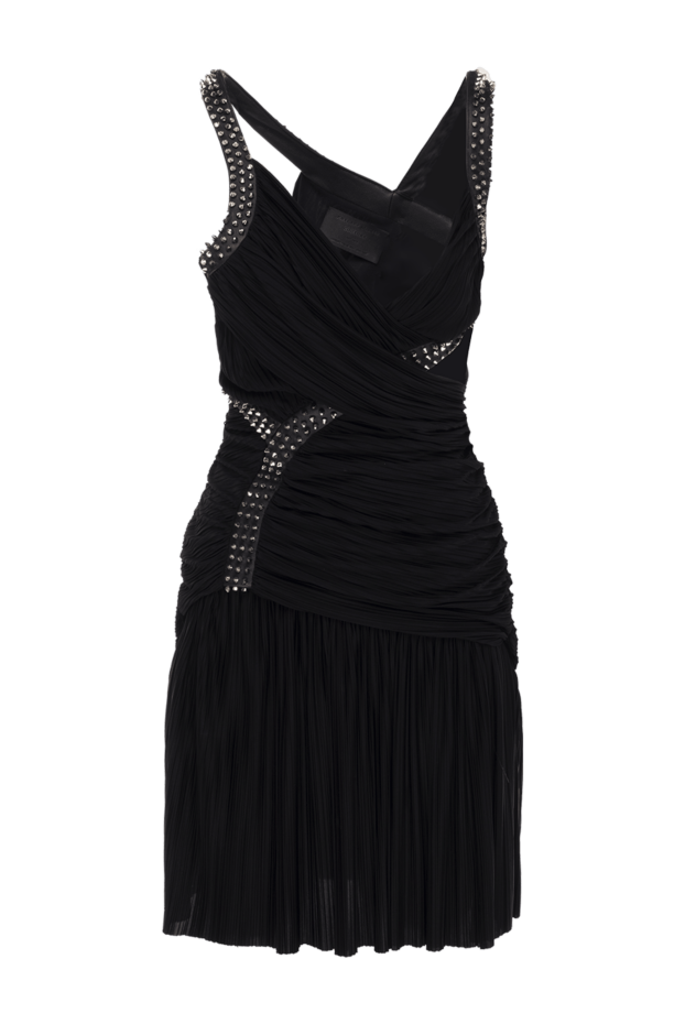 Black dress with draping and metal embellishments women's - photo 1