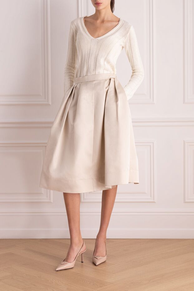 Brunello Cucinelli әйелдерге арналған ақ жібек юбка 137270 - фото 2