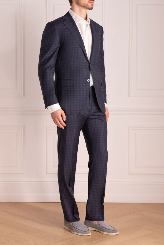 Corneliani жіңішке көлеңкелі торлы қара жүн костюм, ерлерге арналған 137509 - фото 3