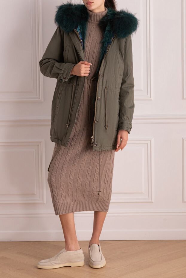 Alessandra Chamonix women's cotton parka with voluminous emerald fur
 138249 - photo 2