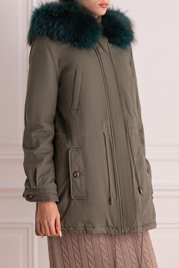 Alessandra Chamonix women's cotton parka with voluminous emerald fur
 138249 - photo 3