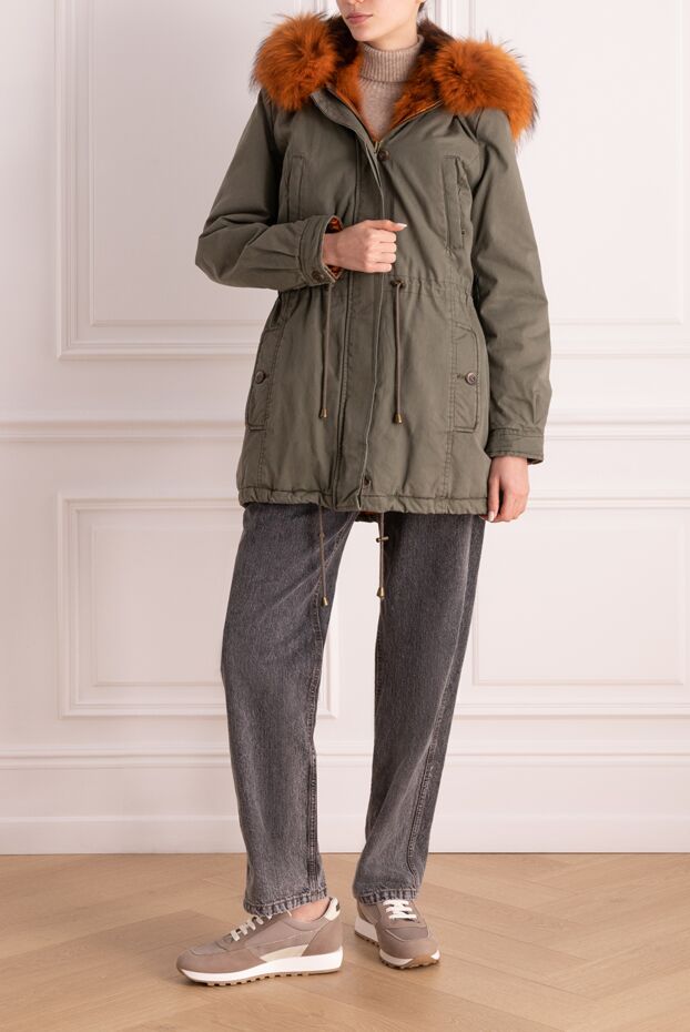 Alessandra Chamonix khaki cotton parka with red fur hood
 138252 - photo 2