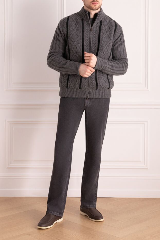 Mauro Conte cardigan for men made of cashmere, silk and beaver gray 138764 - photo 2